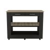 Rockaway 2-Drawer 2-Shelf Kitchen Island Black Wengue and Light Oak