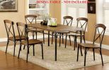 Industrial Style Set of 2pcs Dining Chairs Metal Frame Natural Elm, Bronze Wooden Contour Seat Kitchen Dining Room Furniture