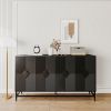 Accent Black Lacquered 4 Door Wooden Cabinet Sideboard Buffet Server Cabinet Storage Cabinet, for Living Room, Entryway, Hallway, Office, Kitchen and