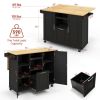 Rolling Kitchen Island Cart with Drop-Leaf Countertop ad Towel Bar