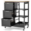 Rolling Kitchen Island Utility Storage Cart with 3 Large Drawers