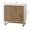 White and Gold Storage Cabinet with 2 Doors, Modern Buffet Sideboard Cabinet, Kitchen Buffet Cabinet with Storage Sideboard Buffet for Living Room