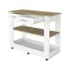 Rockaway 2-Drawer 2-Shelf Kitchen Island White and Light Oak