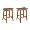 Solid Wood Rustic 3-piece 45" Stationary Kitchen Island Set with 2 Seatings, Rubber Wood Butcher Block Dining Table Set Prep Table Set with 2 Open She