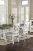 Lavish Design Distressed White 2pcs Dining Chairs Only, Gray Padded Fabric Seat Dining Room Kitchen Furniture Solid wood decorative Back