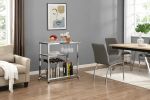 Bar Cart for Home, 3-Tier Mobile Kitchen Serving Cart with Glass Holder and Wine Rack, Rolling Wine Trolley with Tempered Glass and Chrome-Finished Me