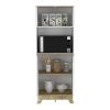 Microwave Tall Cabinet Wallas, Kitchen, Light Oak / White