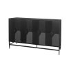 Accent Black Lacquered 4 Door Wooden Cabinet Sideboard Buffet Server Cabinet Storage Cabinet, for Living Room, Entryway, Hallway, Office, Kitchen and