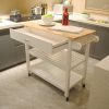 Kitchen Island & Kitchen Cart, Mobile Kitchen Island with Two Lockable Wheels, Simple Design to Display Foods and Utensil Clearly, One Big Drawer Keep