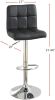 Black Faux Leather Bar Stool Counter Height Chairs Set of 2 Adjustable Height Kitchen Island Stools Modern