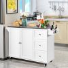 Kitchen Island 2-Door Storage Cabinet with Drawers and Stainless Steel Top