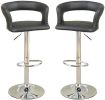 Bar Stool Counter Height Chairs Set of 2 Adjustable Height Kitchen Island Stools Black PVC / Faux Leather