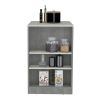 DEPOT E-SHOP Lacour Kitchen Island, Kitchen Bar Table with 3-Side Shelves, Concrete Gray / Ibiza Marble