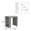 DEPOT E-SHOP Lacour Kitchen Island, Kitchen Bar Table with 3-Side Shelves, Concrete Gray / Ibiza Marble