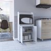 Kira Kitchen Kart; Double Door Cabinet; One Open Shelf; Two Interior Shelves -White