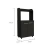 Kira Kitchen Kart; Double Door Cabinet; One Open Shelf; Two Interior Shelves -Black