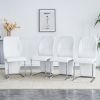 Set of 4 dining chairs, white dining chair set, PU material high backrest seats and sturdy leg chairs, suitable for restaurants, kitchens, living room