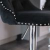 A&A Furniture,Swivel Velvet Barstools Adjusatble Seat Height from 25-33 Inch, Modern Upholstered Chrome base Bar Stools with Backs Comfortable Tufted