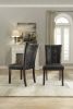 Dark Cherry Finish Wood Dining Chairs Set of 2 Faux Leather Upholstered Button Tufted Kitchen Dining Furniture Transitional Style