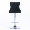 A&A Furniture,Swivel Velvet Barstools Adjusatble Seat Height from 25-33 Inch, Modern Upholstered Chrome base Bar Stools with Backs Comfortable Tufted