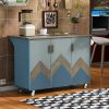 Retro Mountain Wood 47"D Kitchen Island with Drop Leaf, Accent Cabinet with Internal Storage Rack, Farmhouse Rolling Kitchen Cart on Wheels for Living