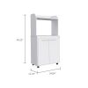 Kira Kitchen Kart; Double Door Cabinet; One Open Shelf; Two Interior Shelves -White