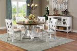 Lavish Design Distressed White 2pcs Dining Chairs Only, Gray Padded Fabric Seat Dining Room Kitchen Furniture Solid wood decorative Back