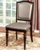 Transitional Set of 2 Side Chairs Dark Walnut Pewter Solid wood Chair Padded Leatherette Upholstered Seat Turned Legs Kitchen Dining Room Furniture