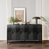 Accent Black Lacquered 4 Door Wooden Cabinet Sideboard Buffet Server Cabinet Storage Cabinet, for Living Room, Entryway, Hallway, Office, Kitchen and