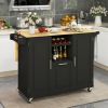 Rolling Kitchen Island Cart with Drop-Leaf Countertop ad Towel Bar