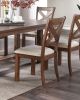 Set of 2 Side Chairs Natural Brown Finish Solid wood Contemporary Style Kitchen Dining Room Furniture Unique X- Design Chairs