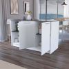 Travis White and Onyx Double Door Cabinets Kitchen Island