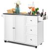 Kitchen Island 2-Door Storage Cabinet with Drawers and Stainless Steel Top