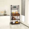 5-Tier Kitchen Bakers Rack with 10 S-Shaped Hooks and 1 drawer ; Industrial Microwave Oven Stand; Free Standing Kitchen Utility Cart Storage Shelf Org