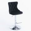 A&A Furniture,Swivel Velvet Barstools Adjusatble Seat Height from 25-33 Inch, Modern Upholstered Chrome base Bar Stools with Backs Comfortable Tufted