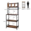 5-Tier Kitchen Bakers Rack with 10 S-Shaped Hooks and 3 Cubes ; Industrial Microwave Oven Stand; Free Standing Kitchen Utility Cart Storage Shelf Orga