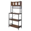 5-Tier Kitchen Bakers Rack with 10 S-Shaped Hooks and 3 Cubes ; Industrial Microwave Oven Stand; Free Standing Kitchen Utility Cart Storage Shelf Orga