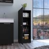 DEPOT E-SHOP Uluru Kitchen Pantry, Single Door Cabinet, Four Interior Shelves, Black