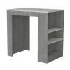 DEPOT E-SHOP Lacour Kitchen Island, Kitchen Bar Table with 3-Side Shelves, Concrete Gray / Ibiza Marble