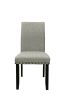 Grey Fabric Modern Set of 2 Dining Chairs Plush Cushion Side Chairs Nailheads Trim Wooden Chair Kitchen Dining Room