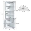 White Tall Corner Cabinet with Glass Doors & Led, 70.86" Tall Bathroom Storage Cabinet with 4 Doors and 6 Shelves, Linen Tower Corner Storage Cabinet