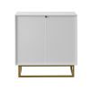 White and Gold Storage Cabinet with 2 Doors, Modern Buffet Sideboard Cabinet, Kitchen Buffet Cabinet with Storage Sideboard Buffet for Living Room