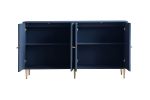 Modern Blue Lacquered 4 Door Wooden Cabinet Sideboard Buffet Server Cabinet Storage Cabinet, for Living Room, Entryway, Hallway, Office, Kitchen and D