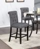 Charcoal Fabric Set of 2pc Counter Height Dining Chairs Contemporary Plush Cushion High Chairs Tufted Back Chair Kitchen Dining Room