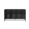 Accent Black Lacquered 4 Door Wooden Cabinet Sideboard Buffet Server Cabinet Storage Cabinet, for Living Room, Entryway, Hallway, Office, Kitchen and