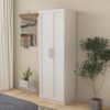 High wardrobe and kitchen cabinet with 2 doors and 3 partitions to separate 4 storage spaces; White