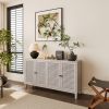 Accent Cabinet 4 Shutter Door Wooden Cabinet Sideboard Buffet Server Cabinet Storage Cabinet, for Living Room, Entryway, Hallway, Office, Kitchen and