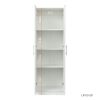 High wardrobe and kitchen cabinet with 2 doors and 3 partitions to separate 4 storage spaces; White