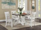 Lavish Design Distressed White 2pcs Dining Chairs Only, Gray Padded Fabric Seat Dining Room Kitchen Furniture Solid wood decorative Back