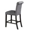 Charcoal Fabric Set of 2pc Counter Height Dining Chairs Contemporary Plush Cushion High Chairs Tufted Back Chair Kitchen Dining Room